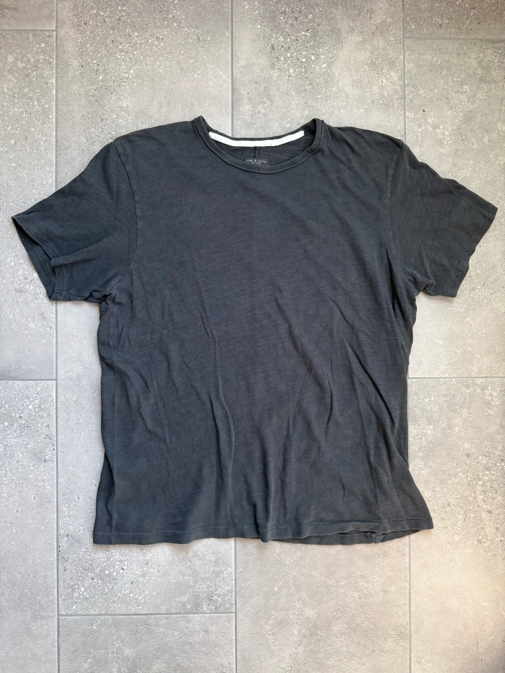 rag & bone Classic Flame Short Sleeve Charcoal Cotton Tee
